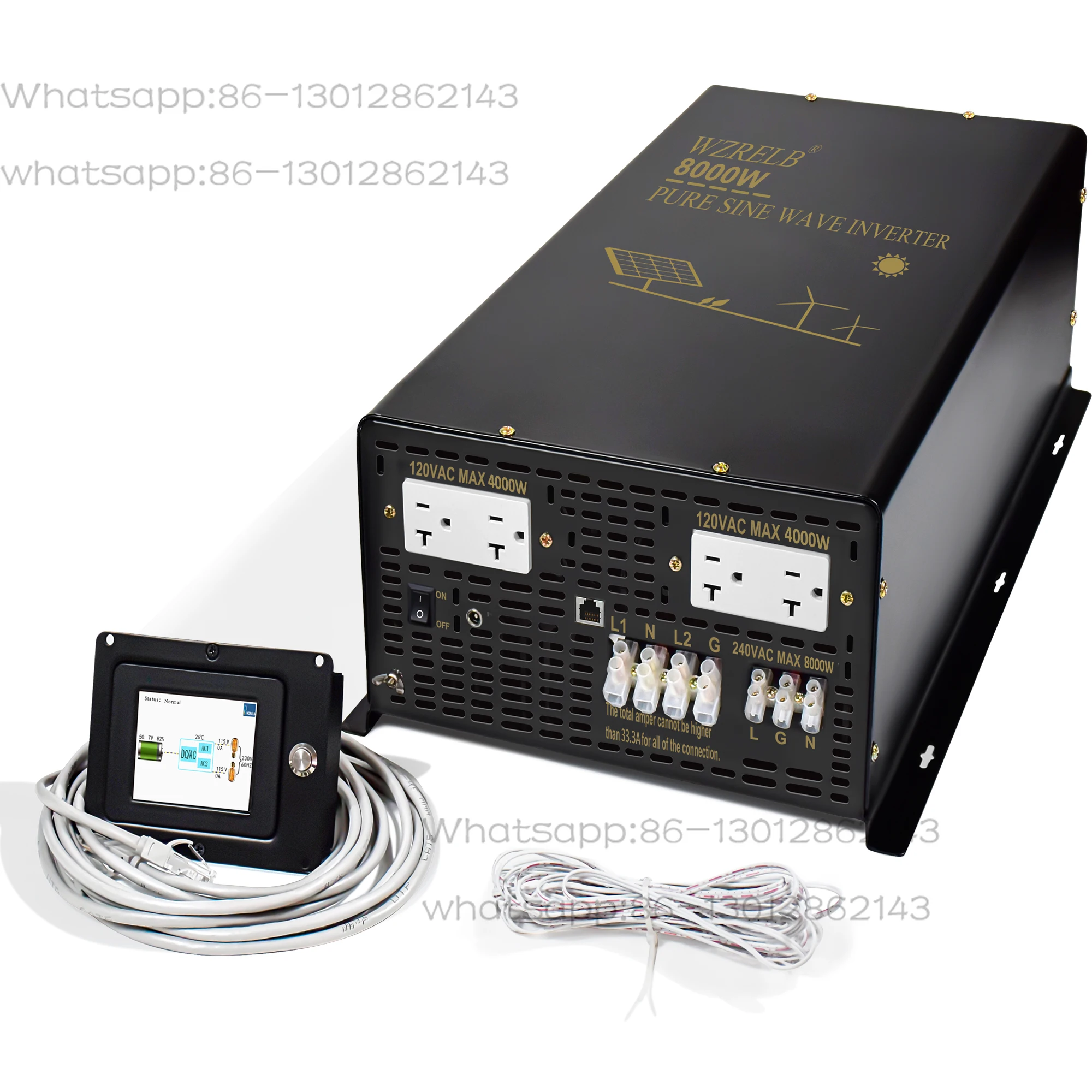 

NEW Pure sine wave phase separated solar inverter with 8000W 24/36/48/60/72/96V DC wired control