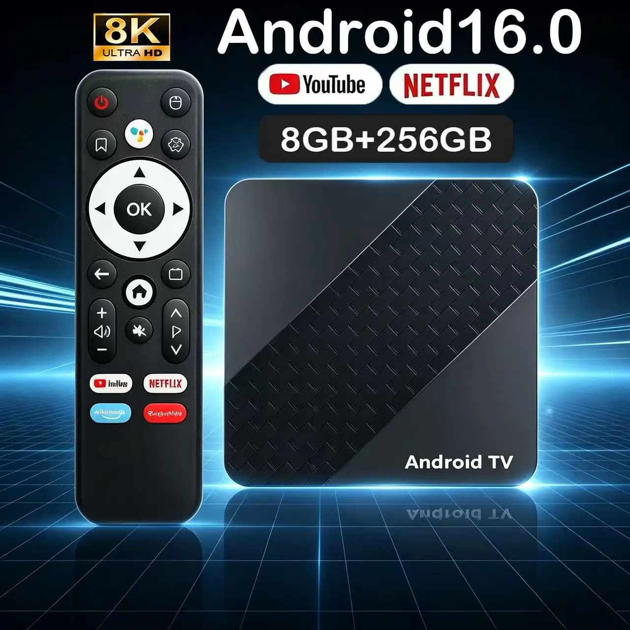 

Smart Android 16 TV Box Rockchip RK3518 8GB+256GB Dual Wifi6 8K Bluetooth6.0 Google Assistant Media Player Very Fast Set Top Box