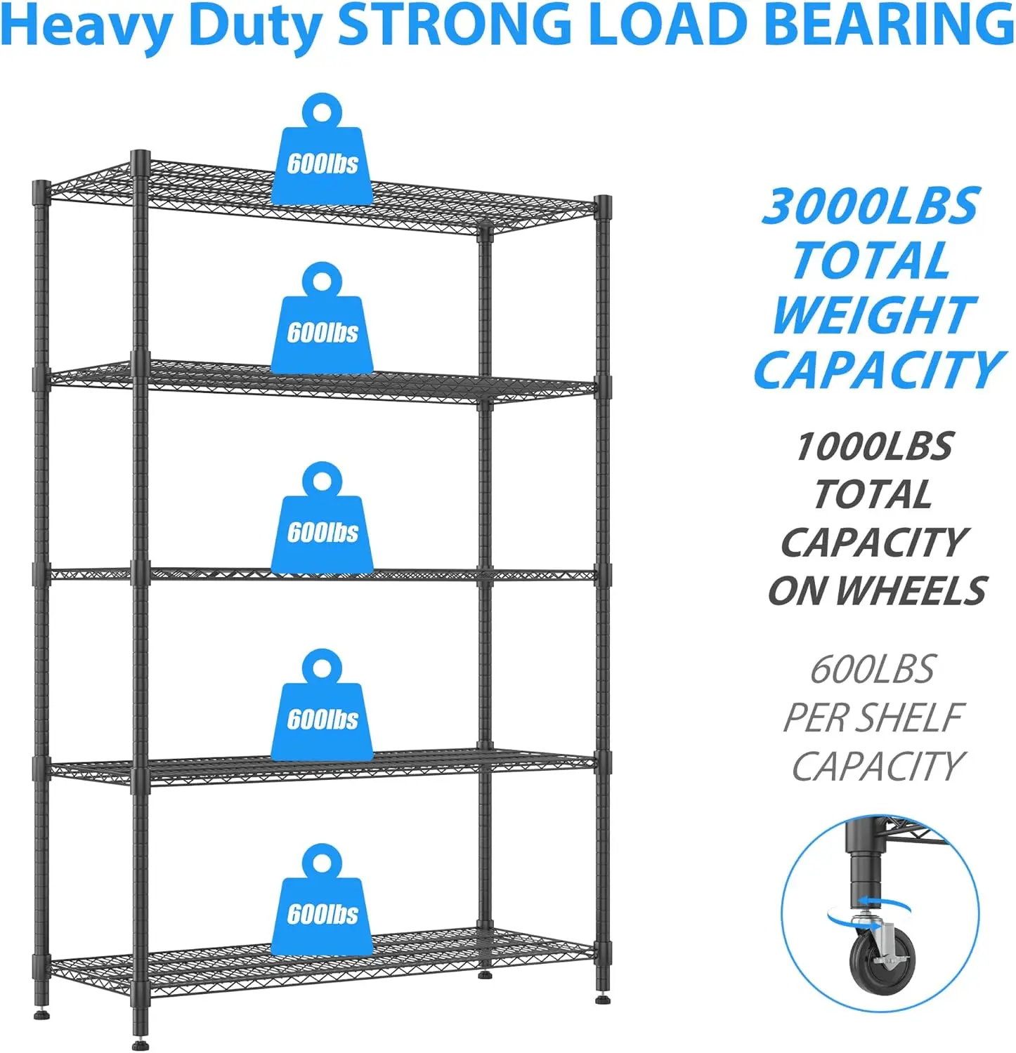 Homdox 5 Tier Storage Racks And Shelving, 24