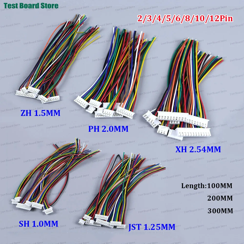 10Pcs 1.0 1.25 1.5 2.0 2.54 Sh/Jst/Zh/Ph/Xh 1.0mm1.25mm1.5mm 2.0mm 2.54mm Female PlugConnector With Wire 2/3/4/5/6/7/8//10/12Pin - Detail 1