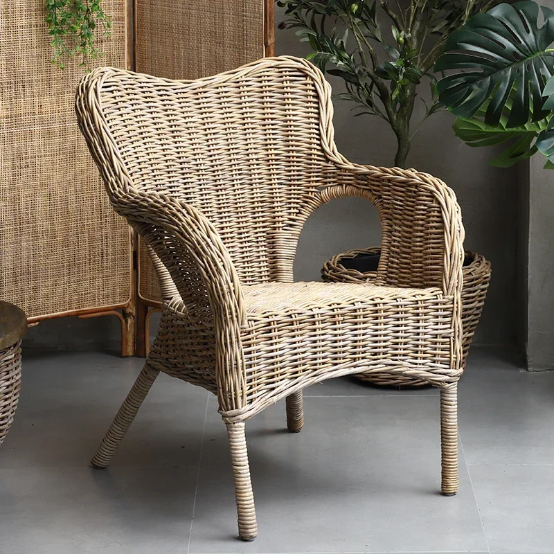 Retro Style Couch Balcony Leisure Back Seat Simple Home Living Room Creative Trending Rattan Single Seat Chair