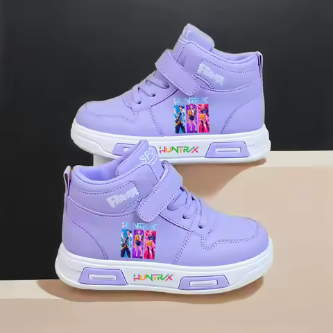 New Kpop Demon Hunter Children Sneakers For Girls High-Top Shoe Autumn White Shoe Casual Running Shoe Anti Slip Soft Sole Tenis