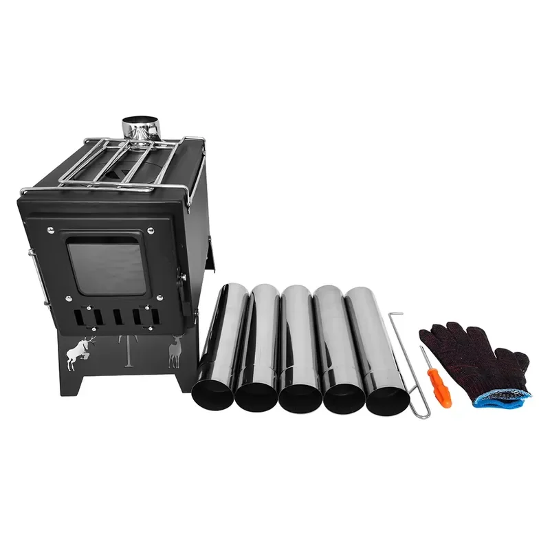 Portable Stainless Steel Outdoor Camping Stove Wood Burning BBQ Grill Bench Cooker for Hiking Picnic Travel Barbecue