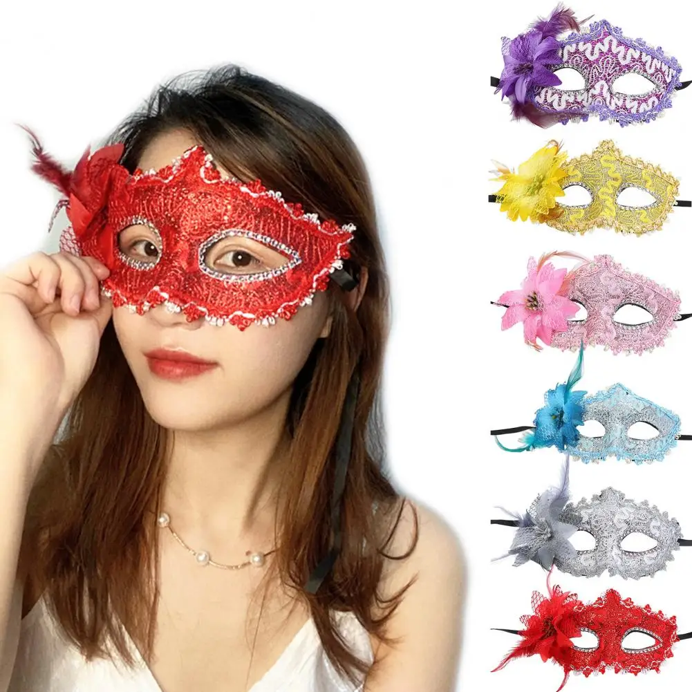 Sparkling Half Face Guard Flower Decoration Sequins Design Ultralight Halloween Masque Masquerade Bandit Eye Theme Party Prop