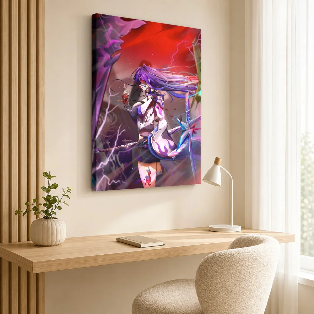Anime Girl With Swords And Lightning Canvas Painting Poster Custom Photo Gaming Anime Wall Art for Bedroom Decor Ready to Hang