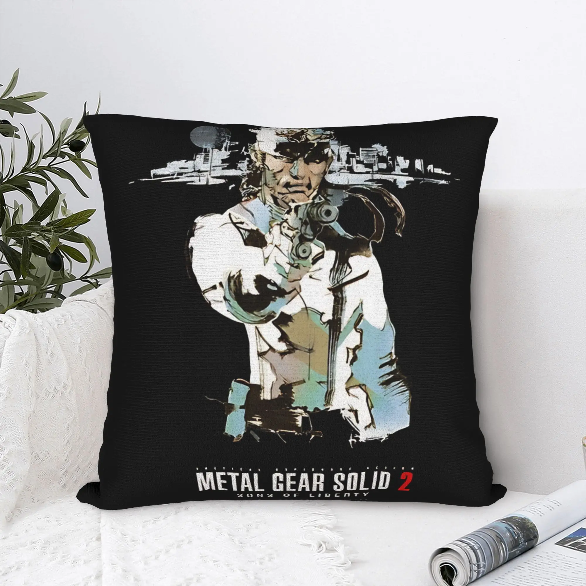 MGS Metal Gear Solid Snake Negative Pillow Case  Comfy Pillow Cover Morden Cushion Cover For Sofa Home Decoration