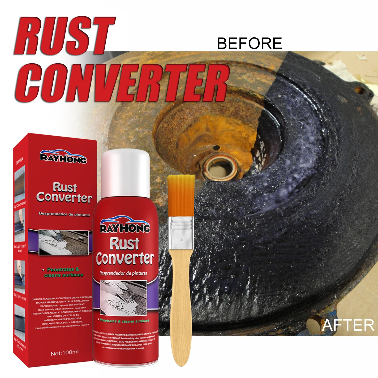 Metal Rust Remover Car Chassis Rust Converter Water Based Metal Rust Remover Rust Proofing Protection for Car Truck Rust Remover