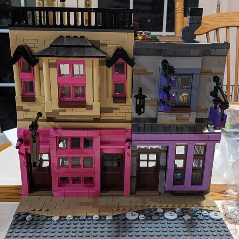 Bricklink Magic Movie Diagon Alley Sweet Shop Apothecary Shop and Eeylops Owl Emporium City House Set Building Blocks Toys Gift