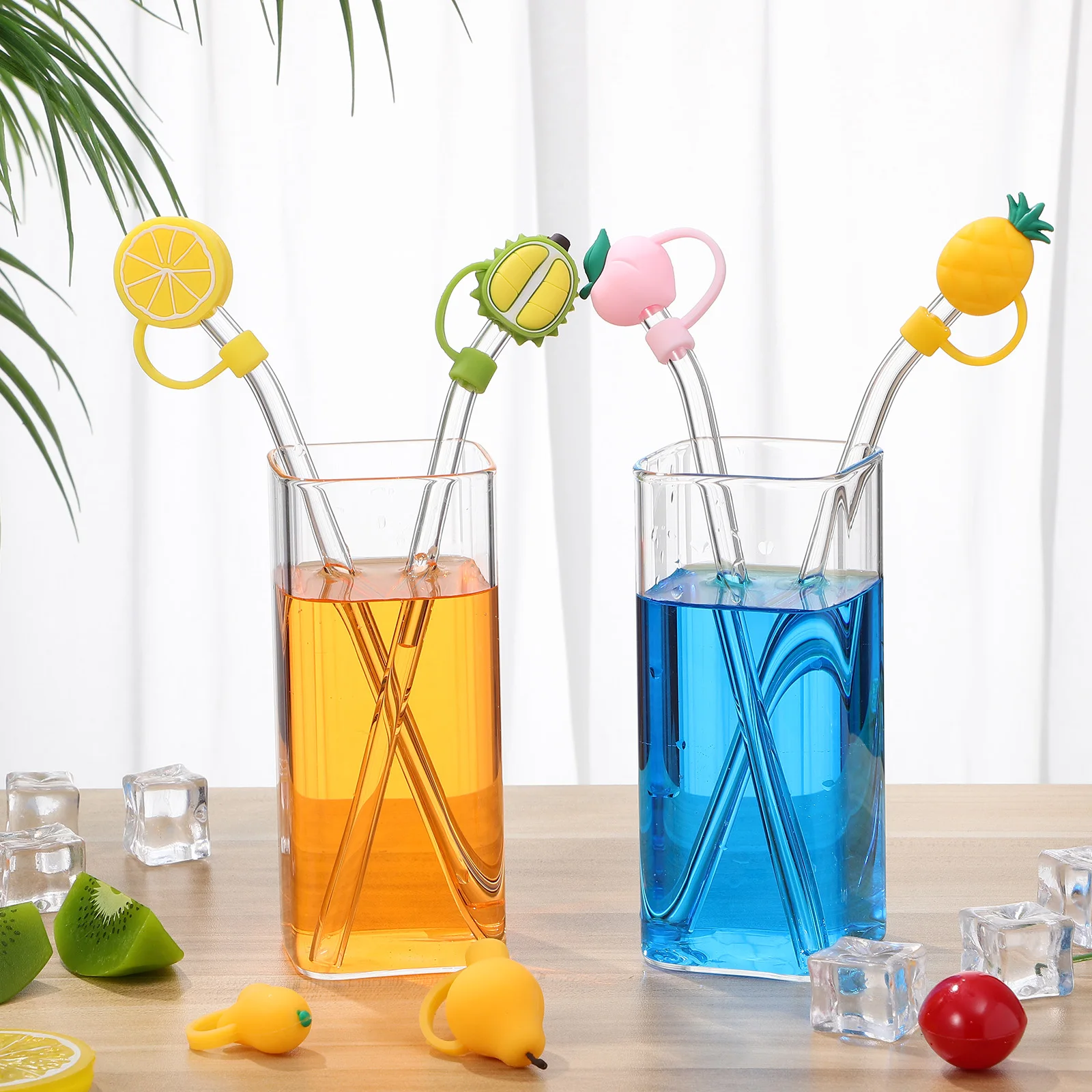 

18pcs Silicone Straw Covers Fruit Shaped Drinking Plug Tips Lids Food Grade Safe Reusable Long Lasting Decorative Cute Creative