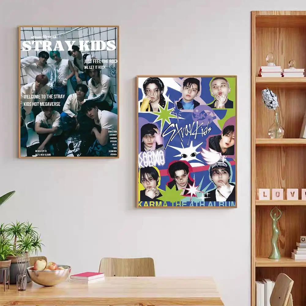 Best Boy Group S-Stray-K-Kids Kpop Music Good Quality Prints And Posters Waterproof Paper Sticker Bar Posters Wall Stickers