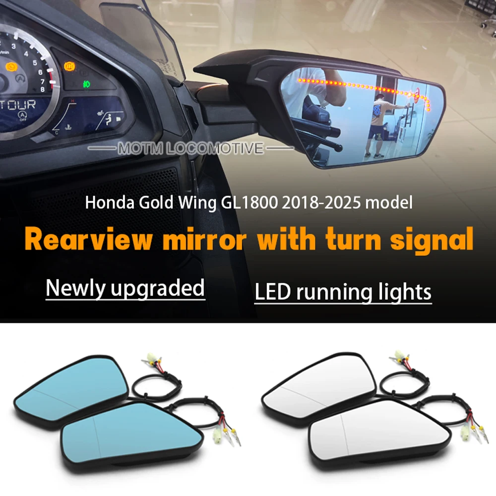 FOR Honda Golden Wing GL1800 New Rearview Mirror with Turn Signal HD Large Field Reflector 18-25