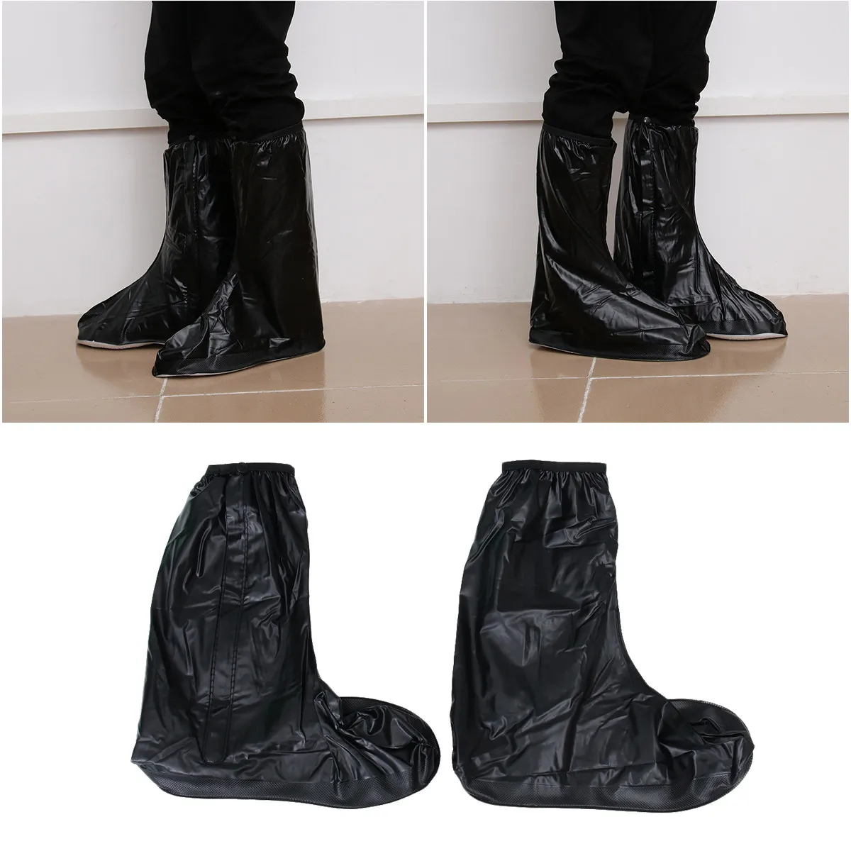 

High- Shoe Covers For Men Size Xxl Black Waterproof Pvc Anti-Slip Rubber Overshoes Reusable Foldable Rainproof Shoe