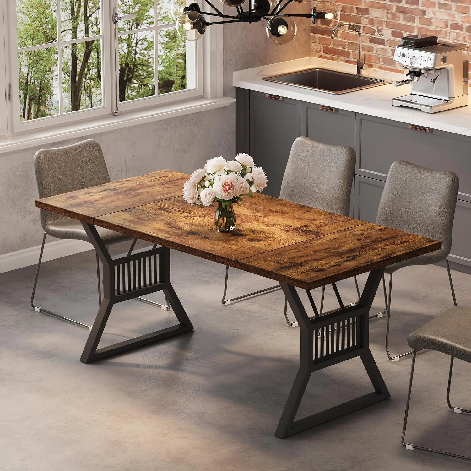 70.8 Inch Computer Desk, Farmhouse Home Office Work & Gaming Desk, Sturdy Metal Frame for Bedroom Study, Customized