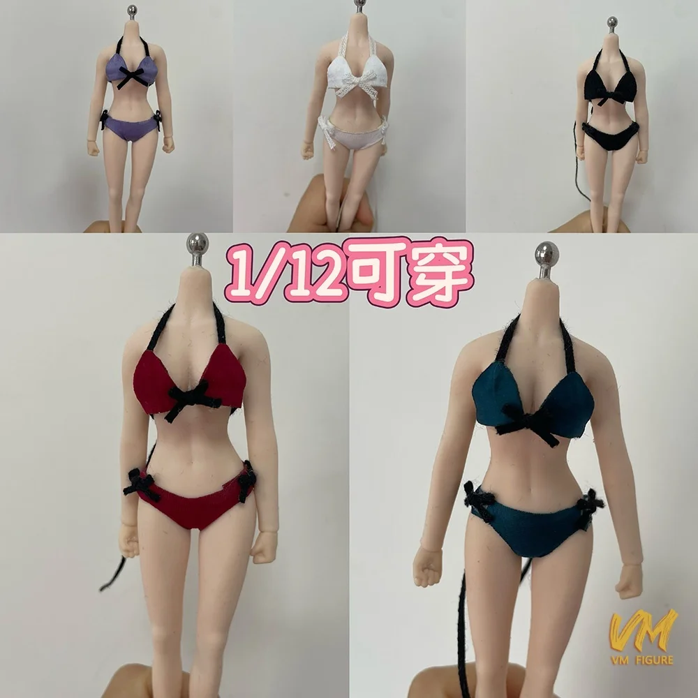 1/12 Scale Female Multi-color Bowknot Bikini Model Cuty Sexy Bra+ Pantie Model Fit 6