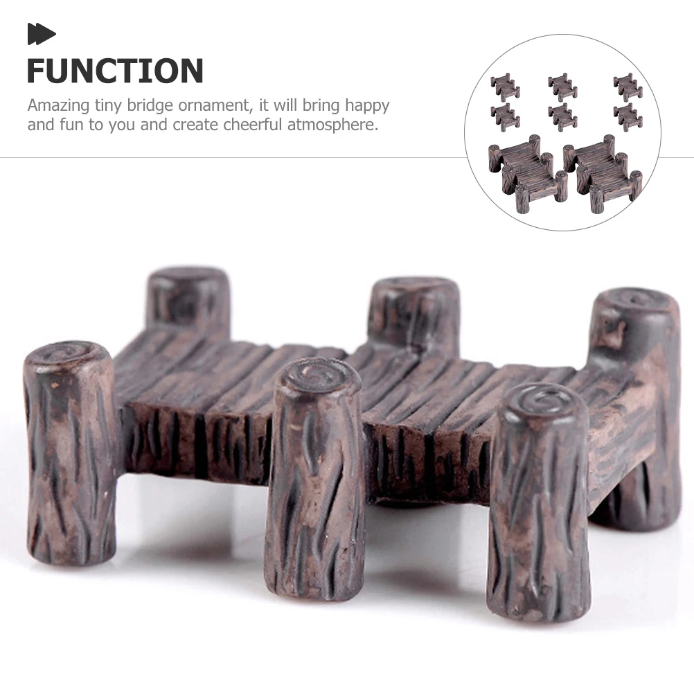 

8 Pcs Miniature Bonsai Bridge Model Resin Durable Garden Decor Micro L Accessory Vintage Wood nament Balcony Yard DIY