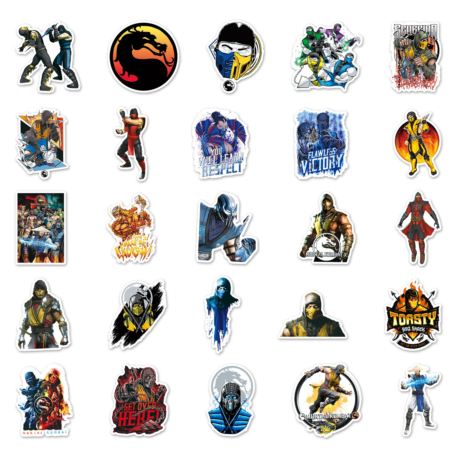 10/30/50Pcs Mortal Kombat Stationery Stickers Graffiti Movie Fighting Arcade Game PVC Decals Kids Toys School Supplies for iPad