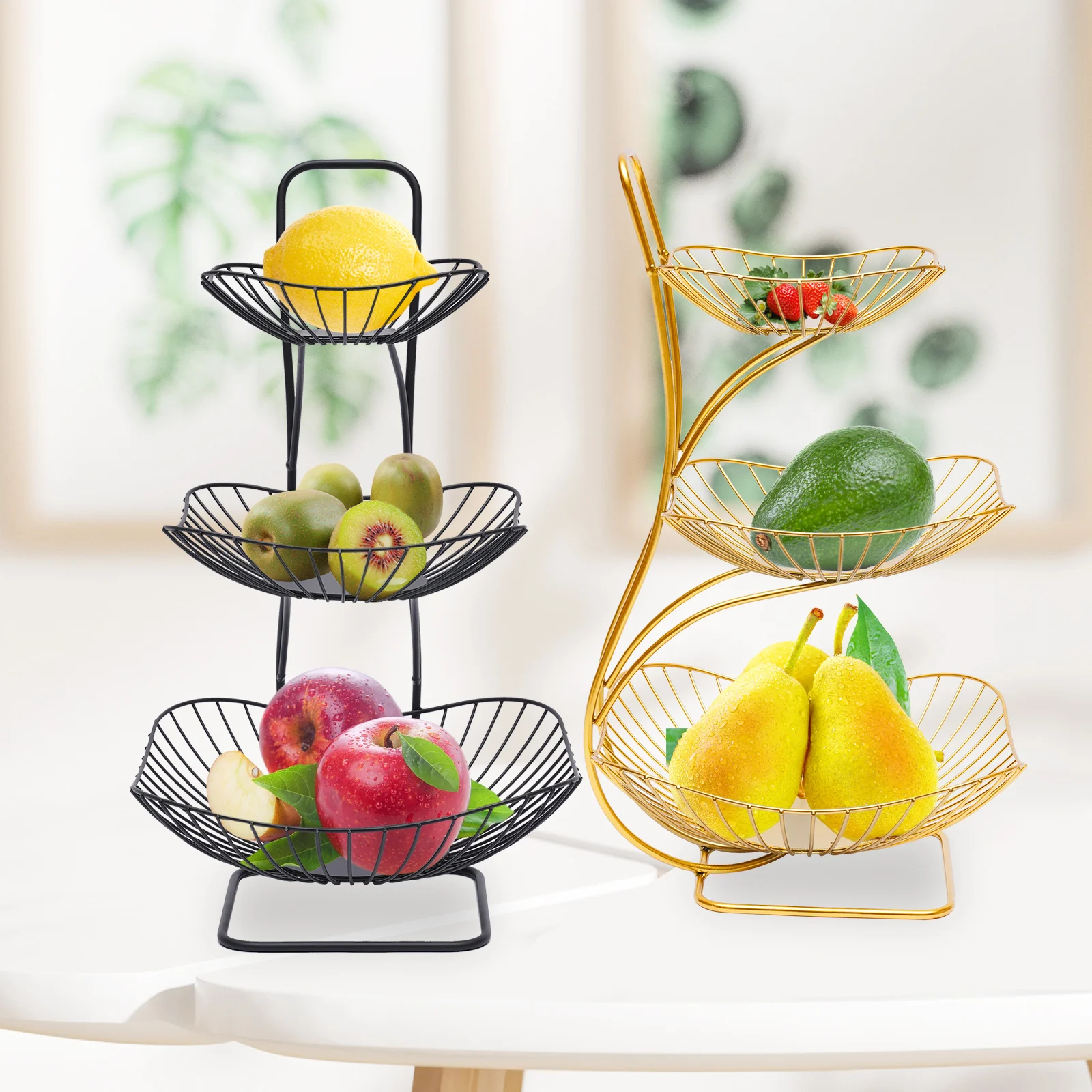 Metal Fruit Cake Tray Plate 3 Tier Storage Rack Fruit Plate Buffet Tea Break Cake Dessert Service Tray Fruit Plate Display