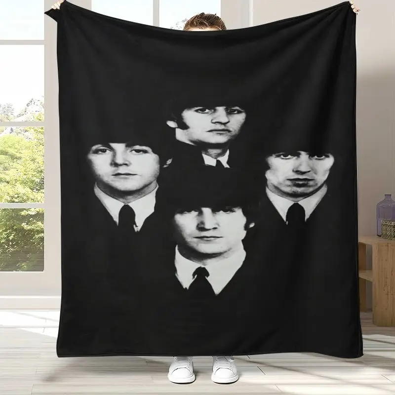 Vintage Fab Four The B-Beatles Abbey Road Rock Band Flannel Throw Blanket,Cozy Warm Blanket for Bed,Sofa,Living Room,Home Decor
