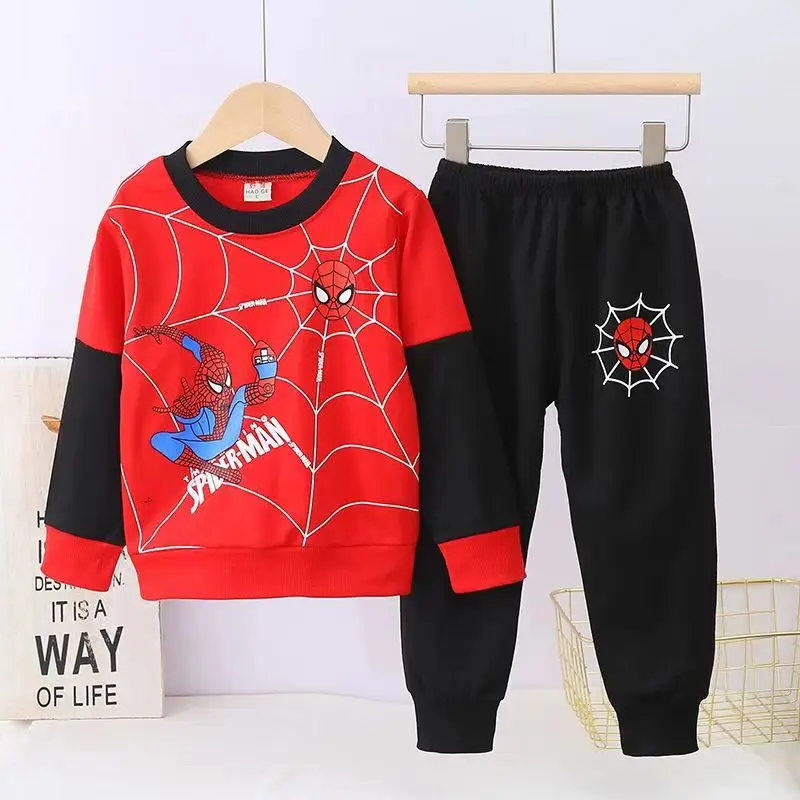 Autumn Baby Boy Clothes Set Children Girls Spider-Man Sweatshirts And Pants 2pcs Suit Sweet Kid Pullover Top Bottom Pajamas