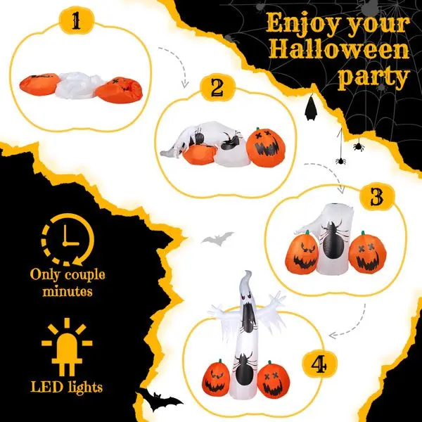 11.8FT Halloween Inflatable Ghost & Pumpkin Decoration | Giant Outdoor Decor Good