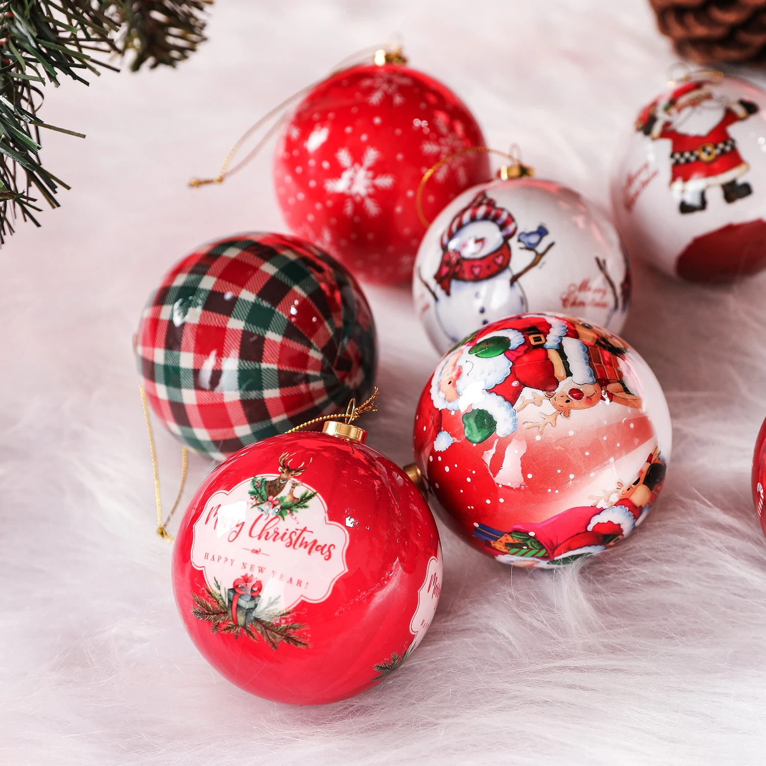 3pcs 8cm Christmas Balls Original Gifts Christmas Decoration 2024 Christmas Tree Decorations Gift Decoration Pendants Baubles