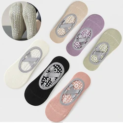 2 Pairs Bandage Yoga Socks Women Cotton Backless Section Non Slip Pilates Socks Breathable Fitness Dance Sports Grip Floor Socks