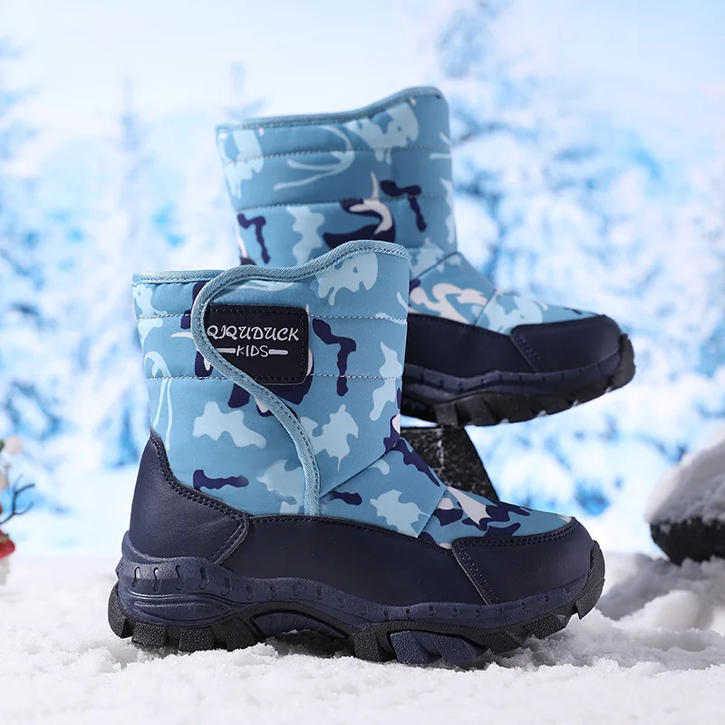 Children Snow Boots Winter Shoes Plush Waterproof Fabric Non-Slip Boys Girls Shoes Rubber Sole Fashion Warm Outdoor Boots New