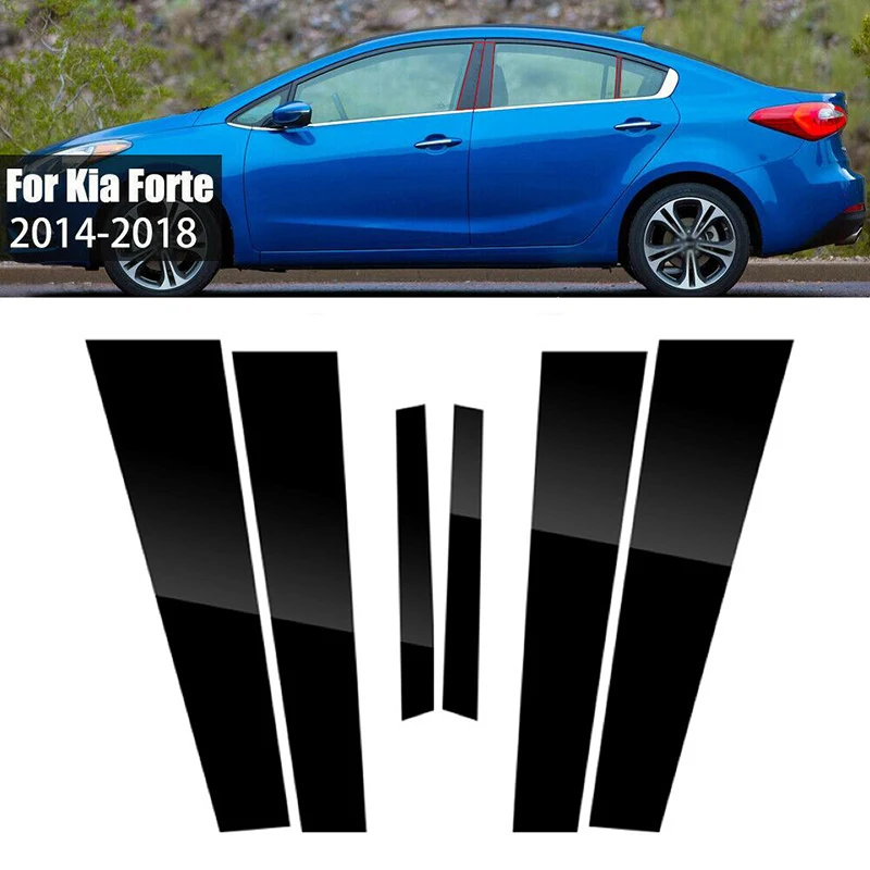 6Pcs/set Glossy Black Car Window Pillar Post Trim Cover for Kia Cerato K3 Forte Sedan 2014-2018 Door BC Column Sticker Styling