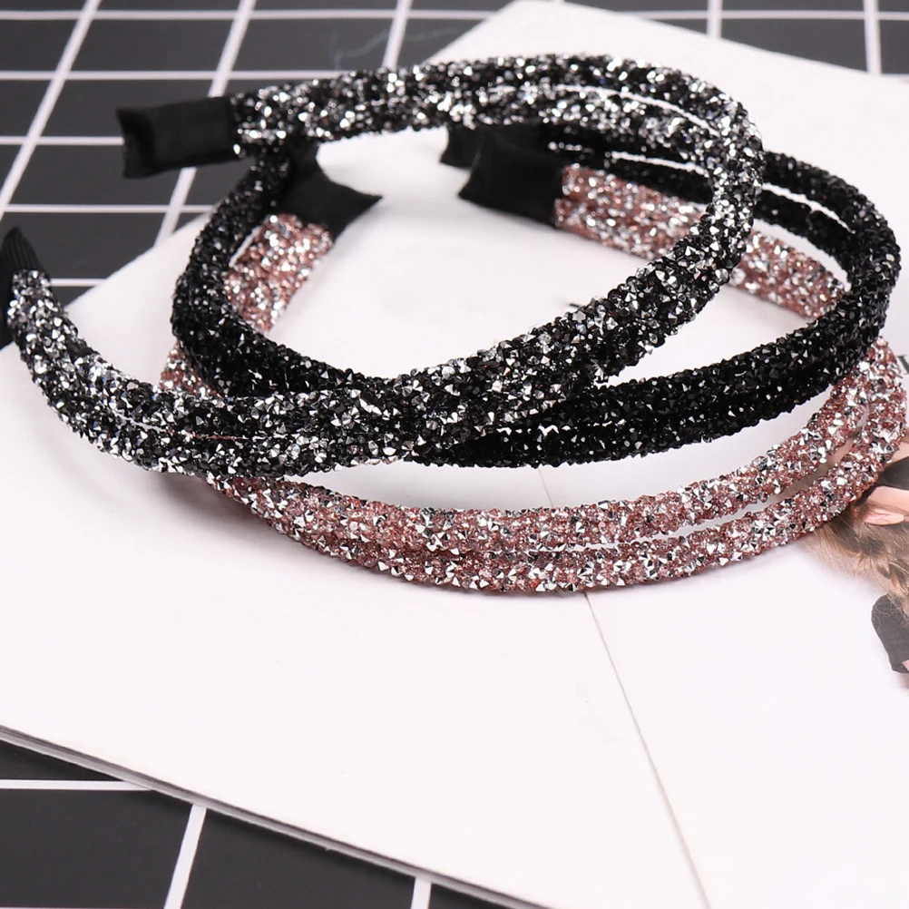 

3pcs Crystal Headband Women Elegant Rhinestone Hairband Sparkly Headdress For Party Wedding Prom Masquerade Daily Wear Hair