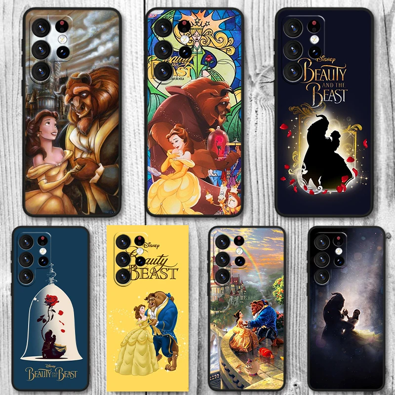 Disney Beauty And Beast For Samsung Galaxy S24 S23 S22 S21 S20 FE S10e S10 FE Ultra Plus Soft TPU Black Phone Case