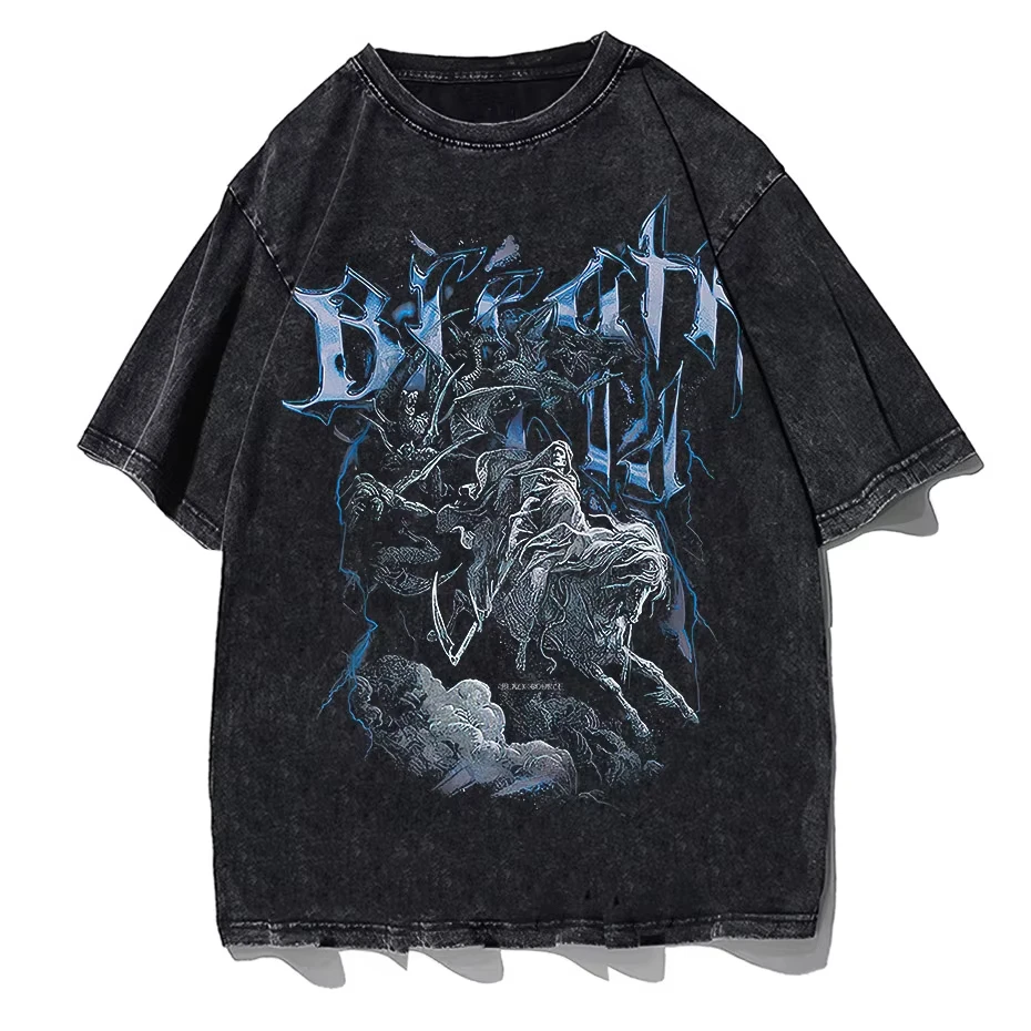 

Black Source ANIME MANGA VINTAGE WASH UNISEX T-SHIRT Octopus Men Harajuku T-Shirt Japanese Style