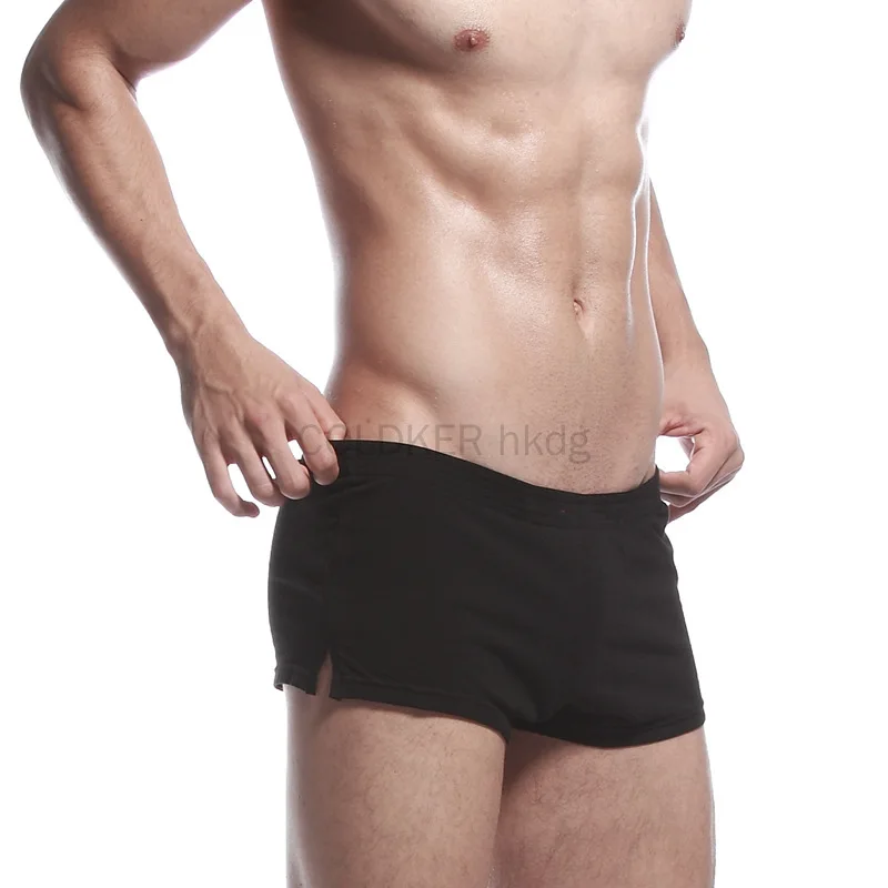 Grey Men Underwear Cotton Boxer Shorts Homme Running Workout Gym Active Shorts Sleep Bottom Solid Mid Waist Aro Pants