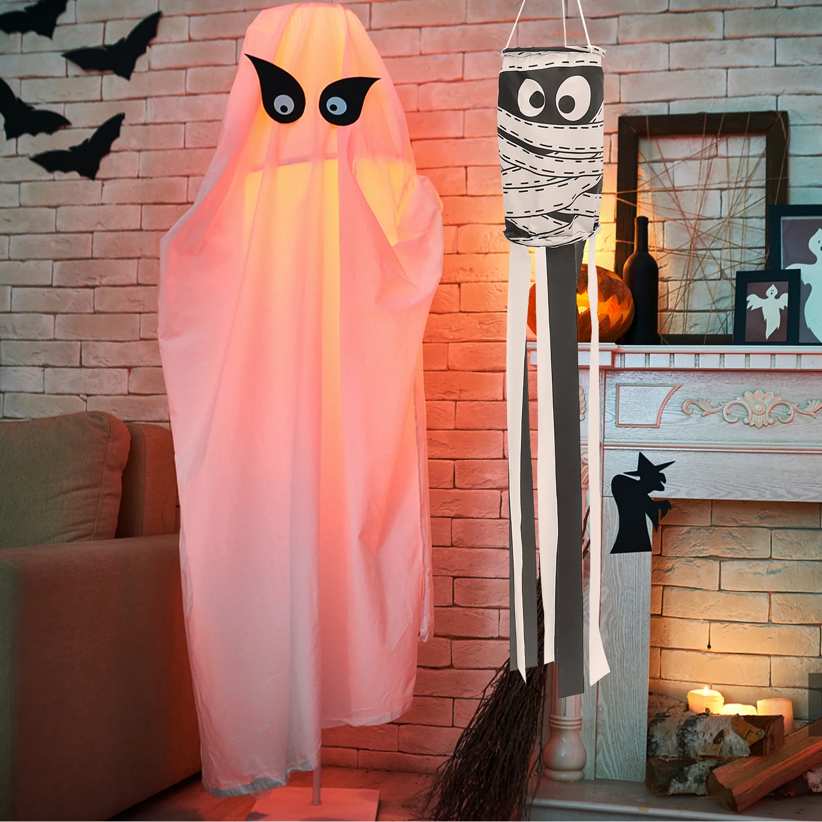 

Ghost Halloween Windsock Decorative Flag Outdoor Hanging Garden Yard Halloween Party Supply Wind Sock Wind Direction Flag