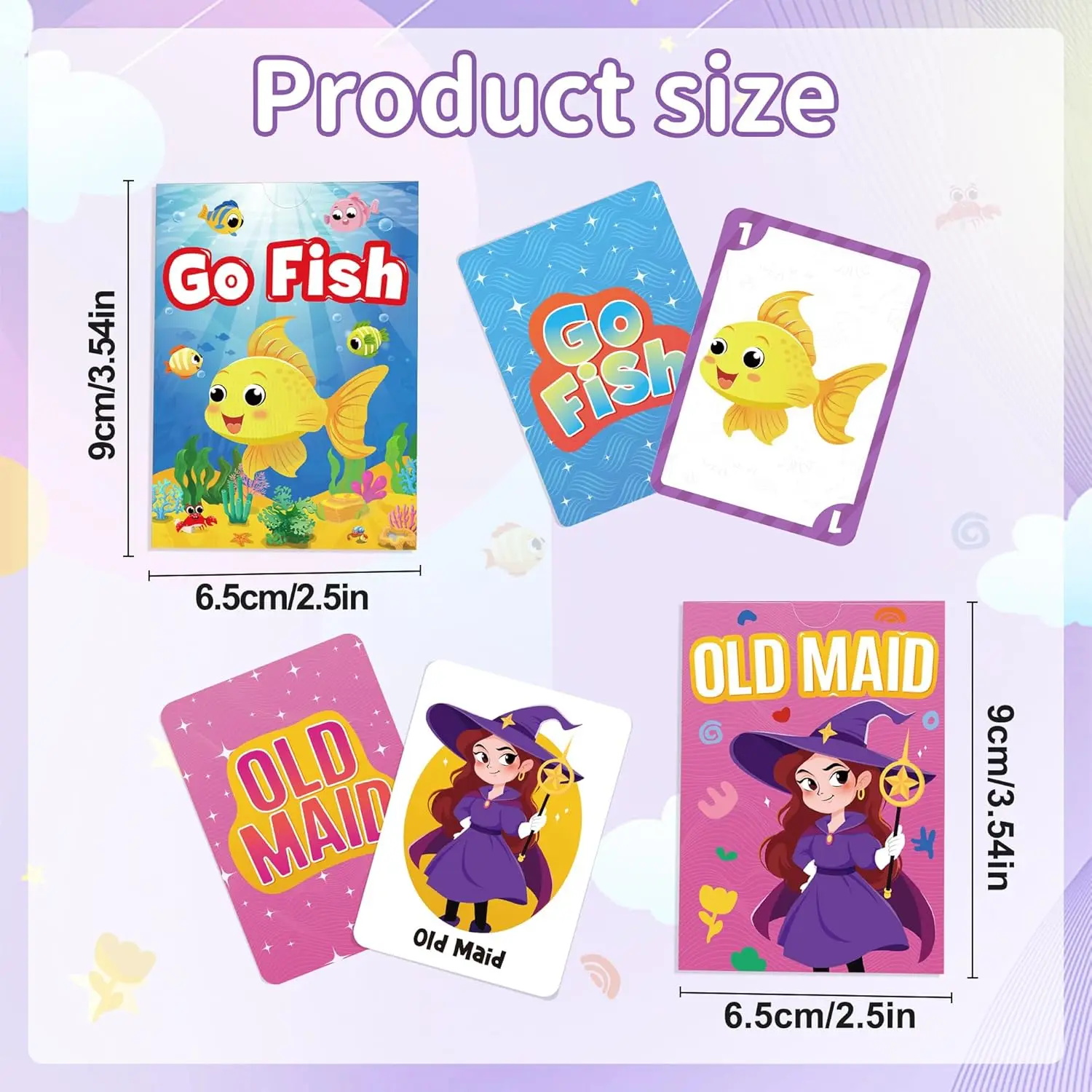 2 in 1 Kids Card Games：Go Fish Card Game, Old Maid Card Game,Gift For Boys and Girls Ages Kids 2+Years Fun Educational Cards
