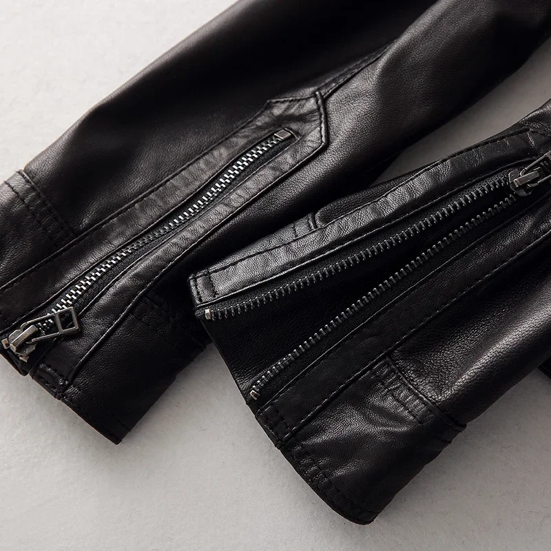 Taijiyane 100% シープスキン本革ジャケットオートバイの女性のレザージャケット春コートスリムショートジャケット Chaquetas Sq