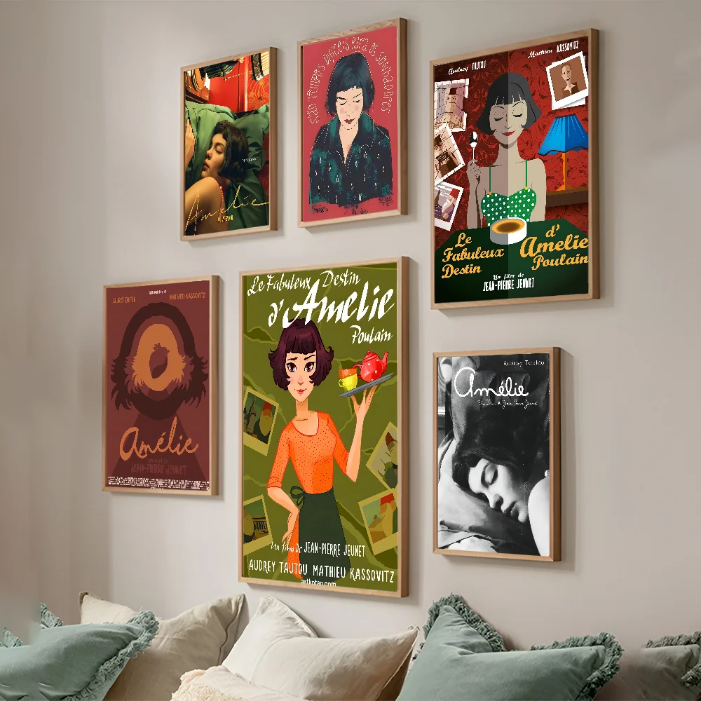 Amelie Classic Movie Anime Posters Sticky Waterproof Paper Sticker Coffee House Bar Kawaii Room Decor