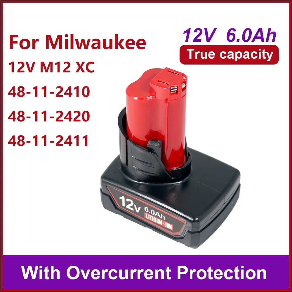 Pro Milwaukee 12V 5Ah 18650 12V M12 6Ah lithiová baterie 6Ah XC 5Ah 6Ah 48-11-2410 5Ah 48-11-2411 12V akumulátorové nářadí Baterie - náhled 4