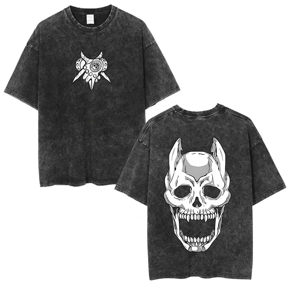 Anime Jojo Bizarre Adventure STEEL BALL RUN Manga Vintage Acid Washed T Shirts Men Women Clothing Casual Short Sleeves T-shirts