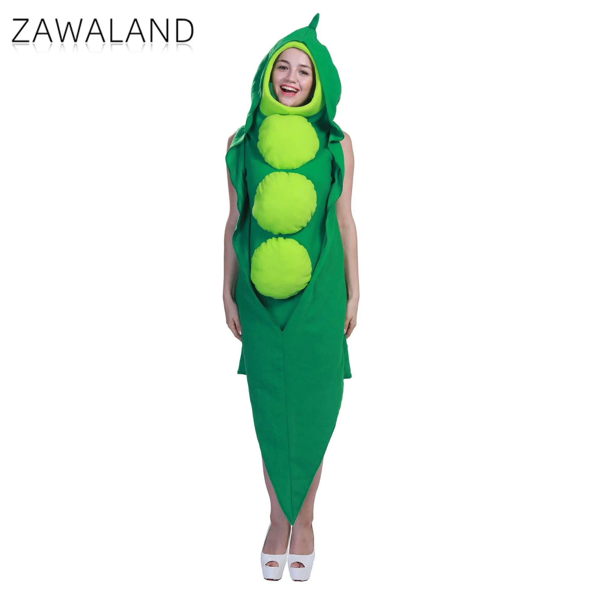 Zawaland-Disfraz de cápsula de guisante verde, traje divertido de verduras, vestido de fiesta de baile con temática navideña, disfraz de Carnaval de Halloween