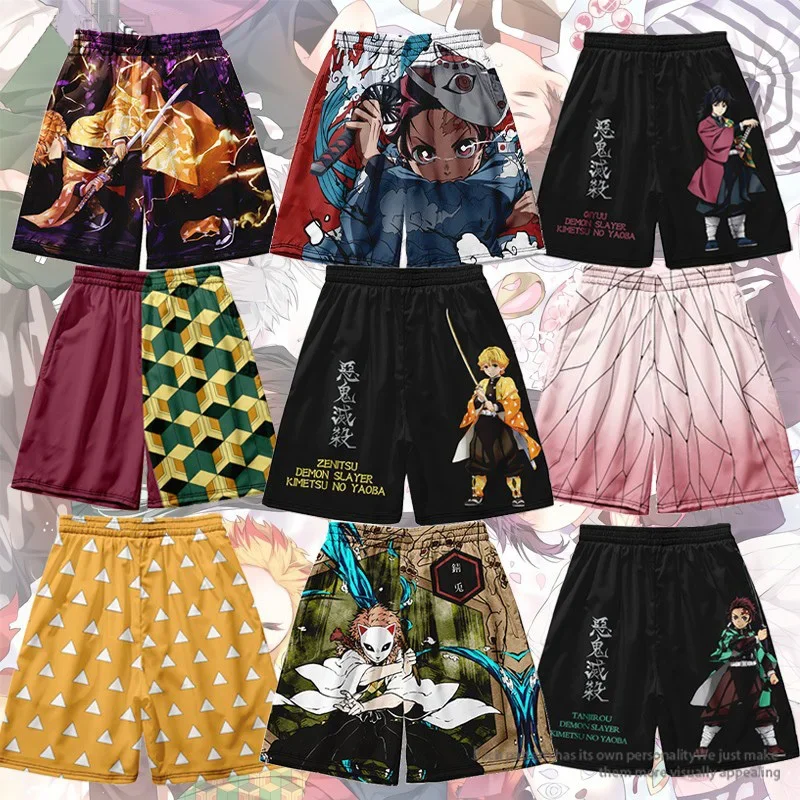 Anime Demon Slayers Cosplay Clothes Rengoku Kyoujurou Beach Pants Ventilate Printing Loose Individuality Shorts Sweatpants Gift