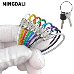 5-10pcs 2mm PVC Coated Stainless Steel Wire Keychain DIY Keyring Luggage Tag Rope 15cm Cable Ring Screw Locking Tool Accessories