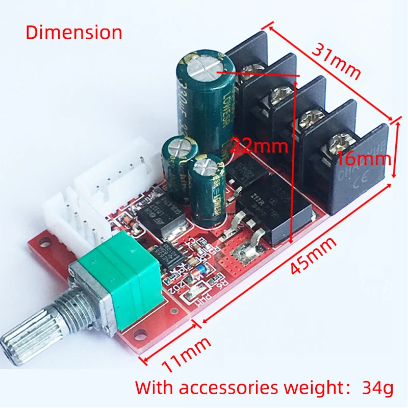 DC 10V-50V 15A DC PWM Modulo regolatore di velocità del motore LED Dimmer Scheda LED ad alta potenza Modulo regolatore di velocità con interruttore