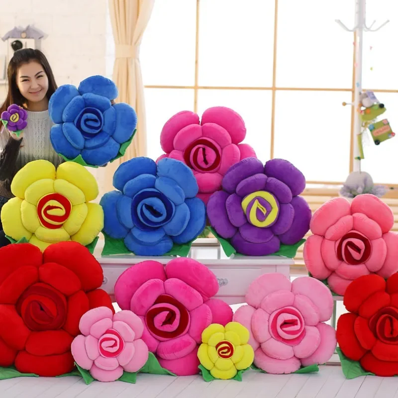 Hot Cute Wholesale Large Rose Shaped Pillow Sofa Cushion Car Interior Plush Toys Wedding Party Supplies Flower Home Decor Gifts