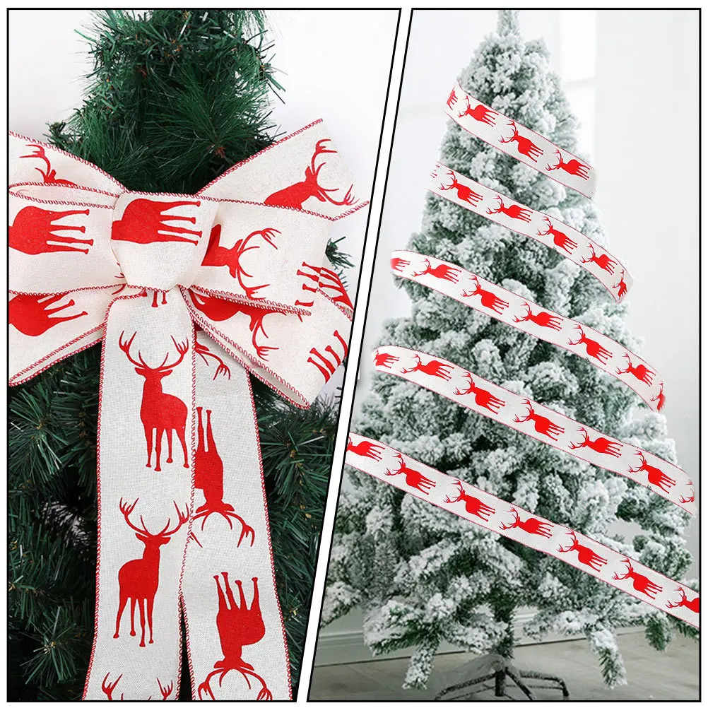 

1pcs 1 Roll Christmas Themed Pattern Ribbon For Diy Craft Decoration Festive Xmas Tree Ribbons Wrapping Ornament Accessories