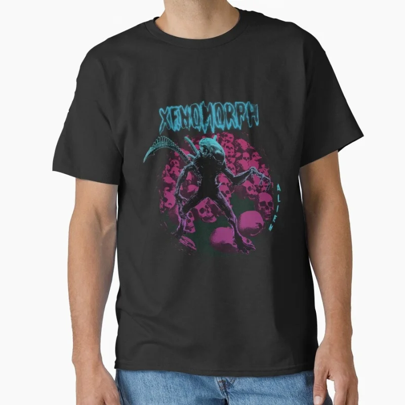 

ALIEN XENOMORPH Retro Horror Sci-Fi Predator Gift T shirt Jungle Hunter Alien Warrior Graphic Clothes All size Tops S-6XL