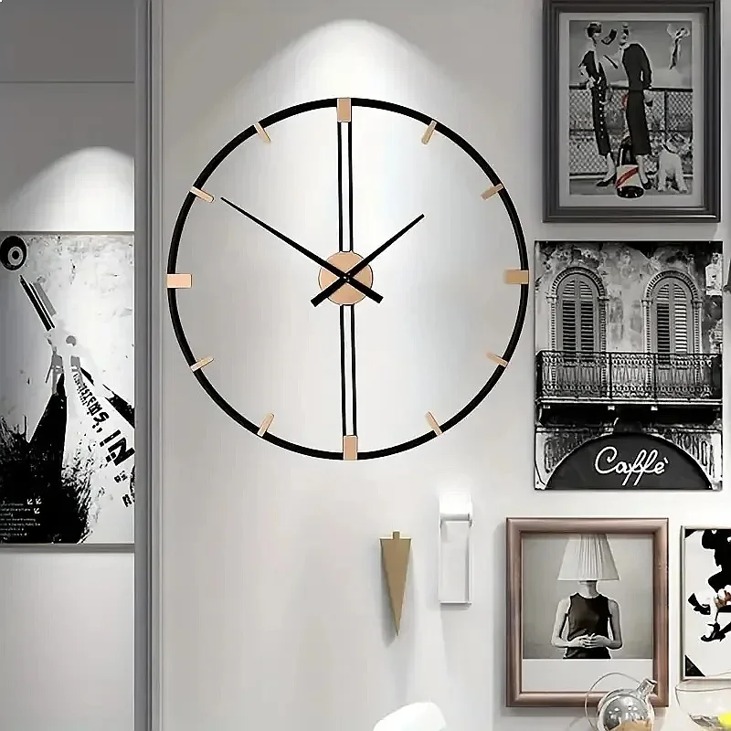 60cm Large Iron Art Wall Clock Silent Mechanism Luxury Living Room Kitchen Decor