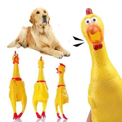 Pets Dog Toys Screaming Chicken Squeeze Sounding Toy For Dogs Yellow Rubber Funny Simulation Chicken Interactive Dog Chew Toys