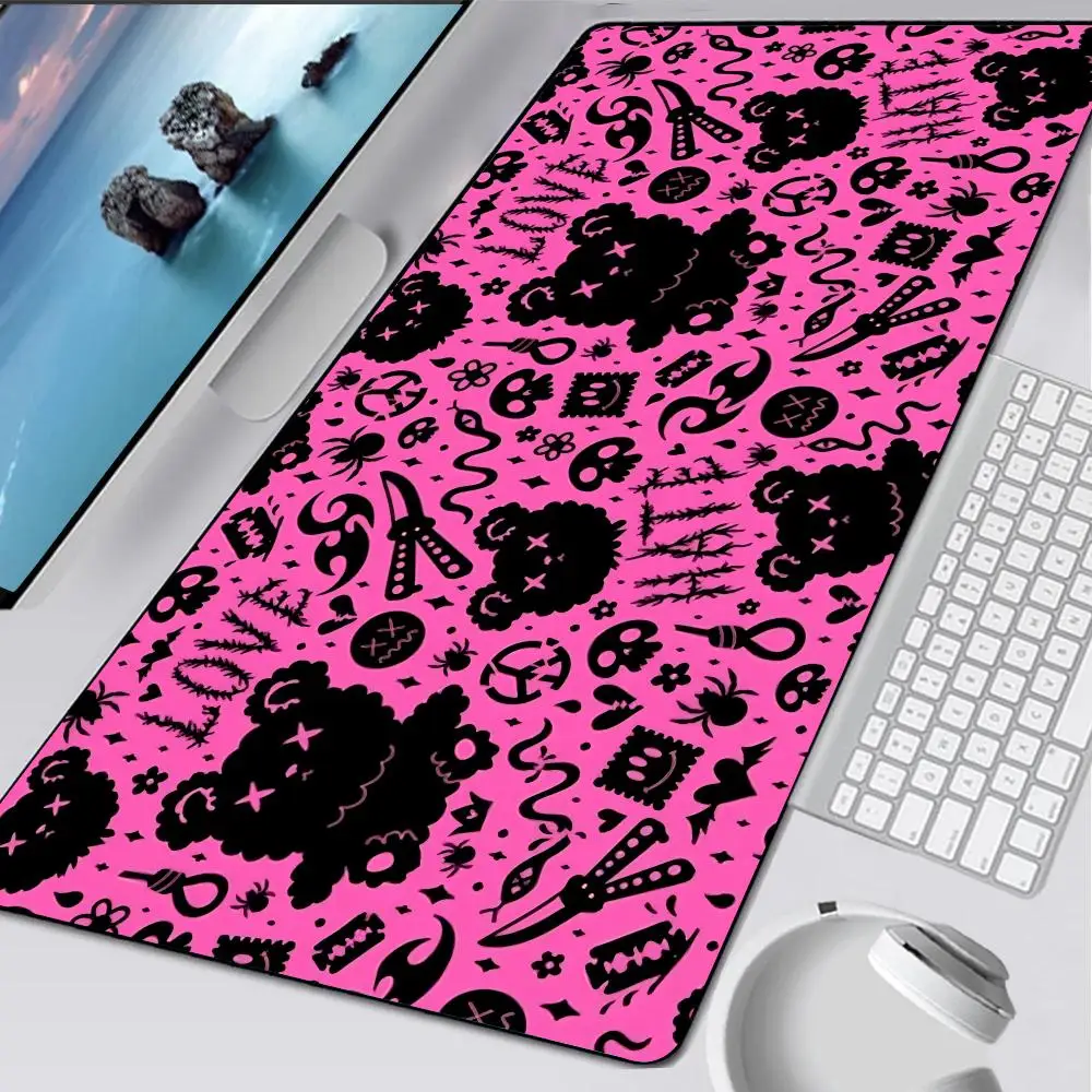 لوحة ماوس إيمو باللون الأسود واللطيف، حصيرة مطاطية للكمبيوتر المحمول Xxl، ملحقات ألعاب طاولة الكمبيوتر المحمول