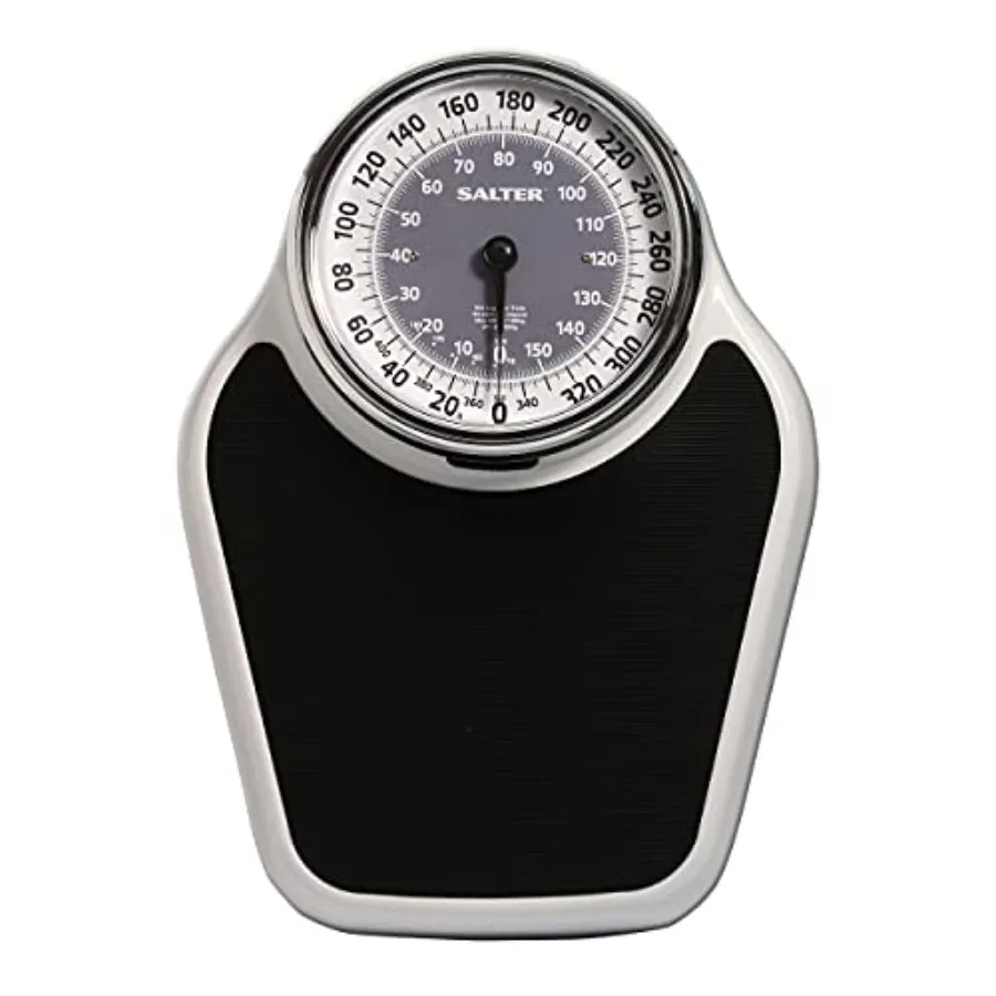 

Salter Pro-Helix Professional Oversized Bathroom Scale with Black Vinyl Anti-Slip Bath Mat 400 LB Capacity Analog Scale 18.25"