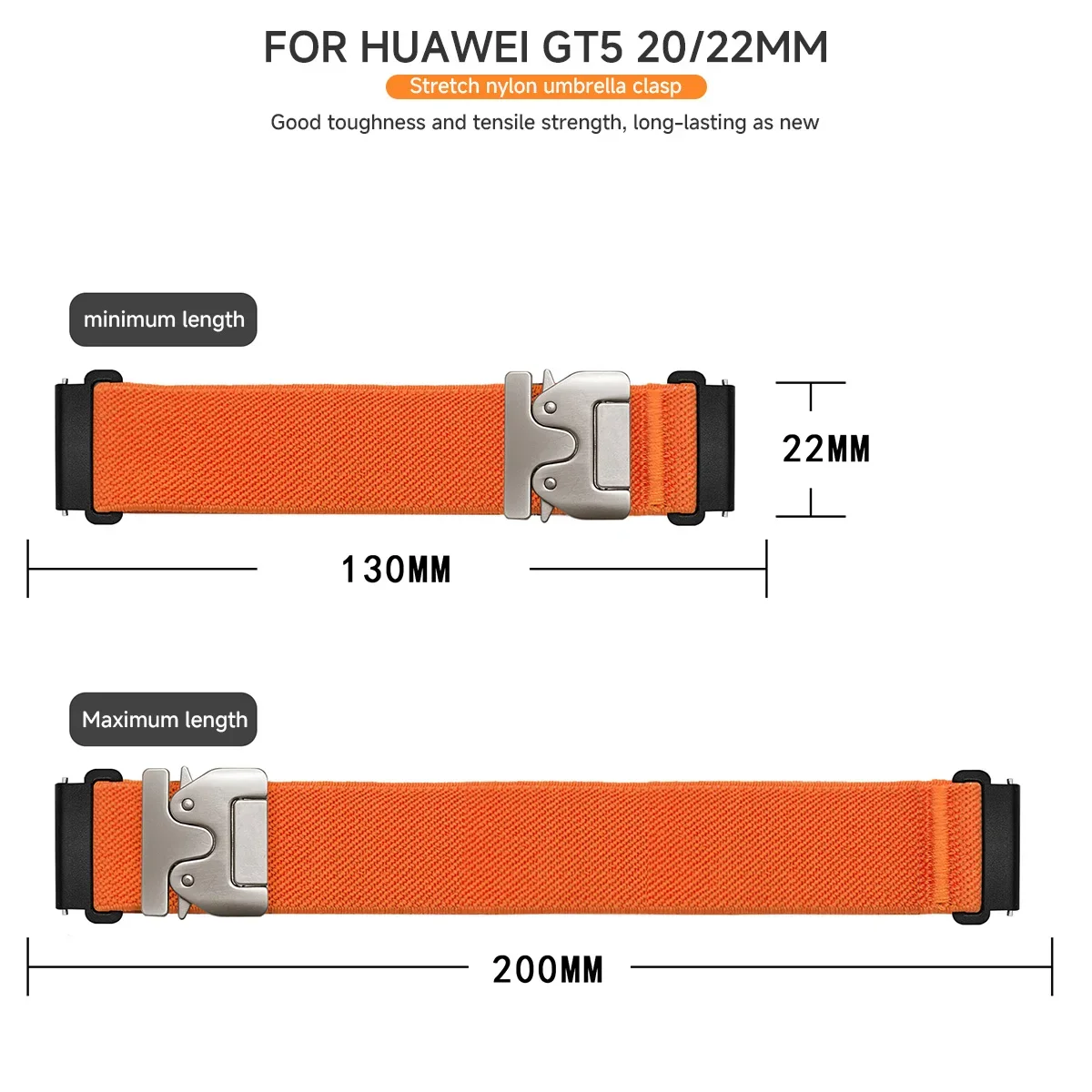 22mm 20mm Nylon Strap for Samsung Galaxy Watch 7 6 5 4 40mm 44mm 6Classic 47mm Elastic Band for Huawei Watch GT5 3 4Pro Bracelet